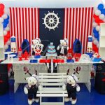 Aluguel Decoração Chá de Bebê Ursinho Marinheiro Com 2 Mesas