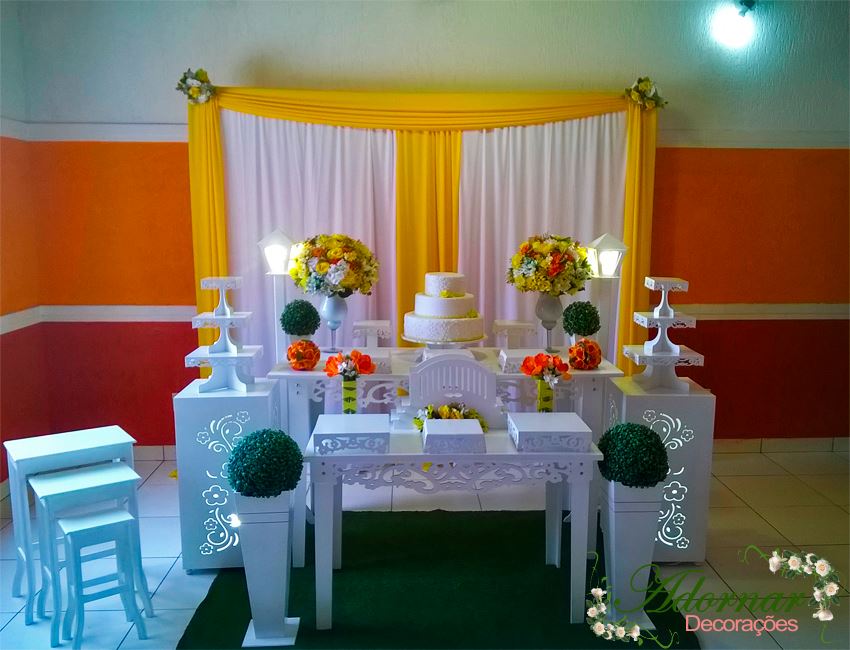Decoração Casamento Amarelo e Branco