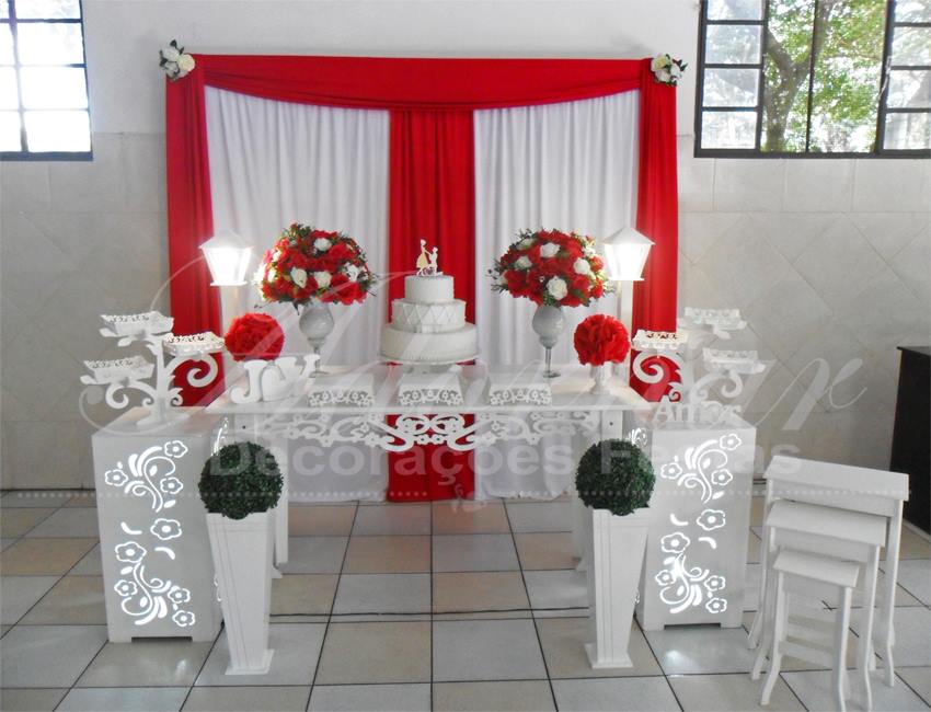 Decoração Casamento Vermelho e Branco