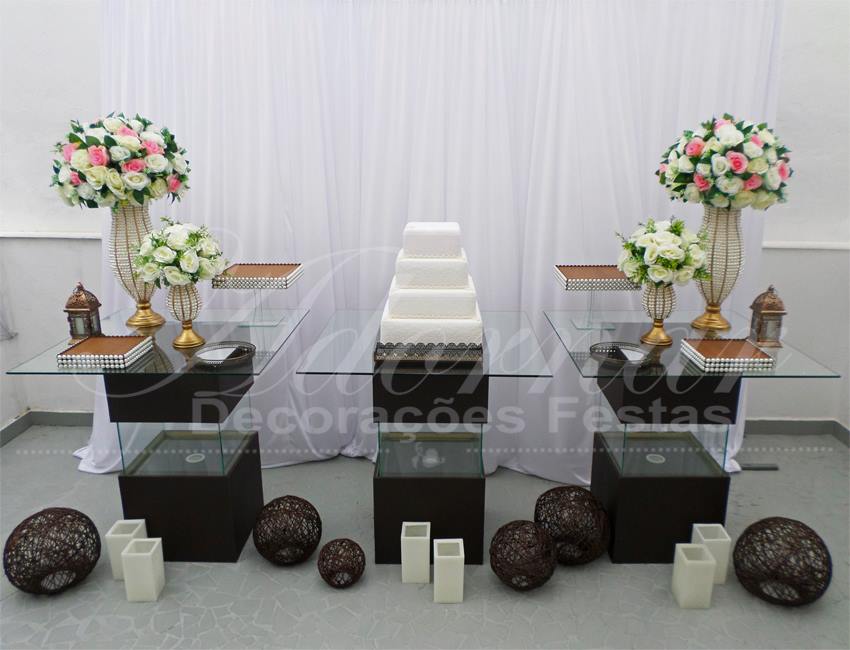 Decoração Casamento Marrom Rosa e Branco