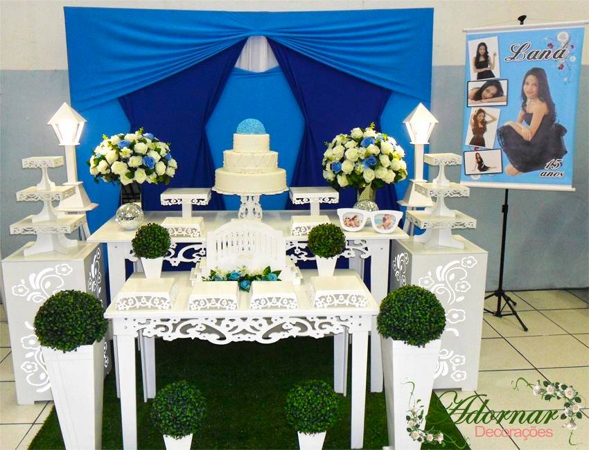 Decoração 15 Anos Azul Claro e Azul Escuro