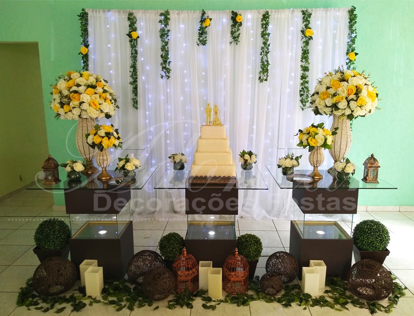 Decoração Casamento Amarelo e Branco