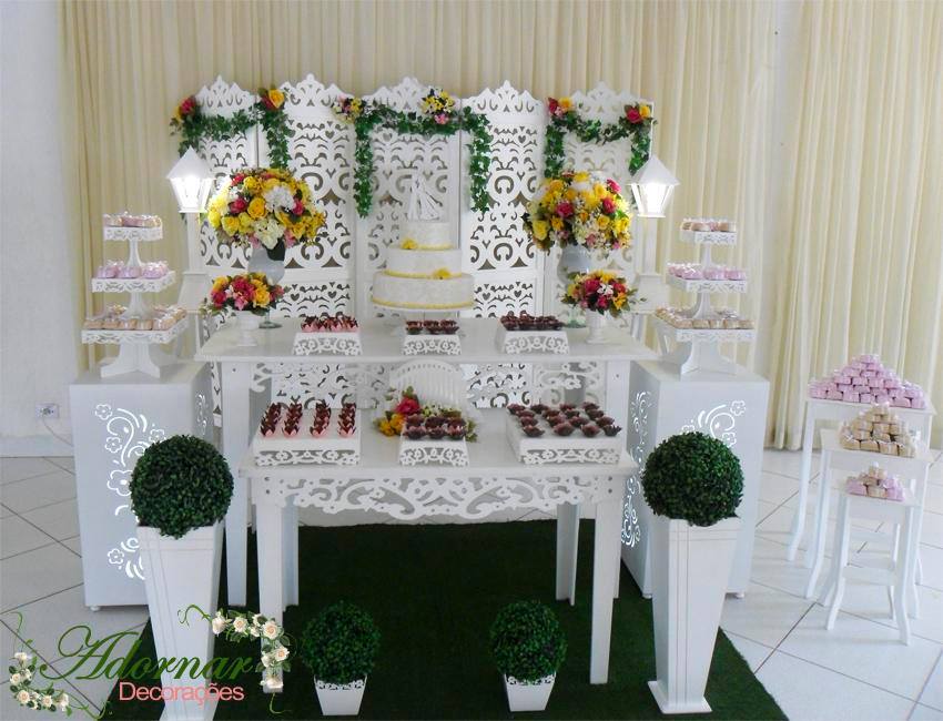 Decoração Casamento Amarelo Rosa e Branco