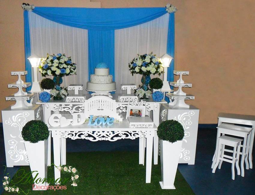Decoração Casamento Azul Turquesa e Branco