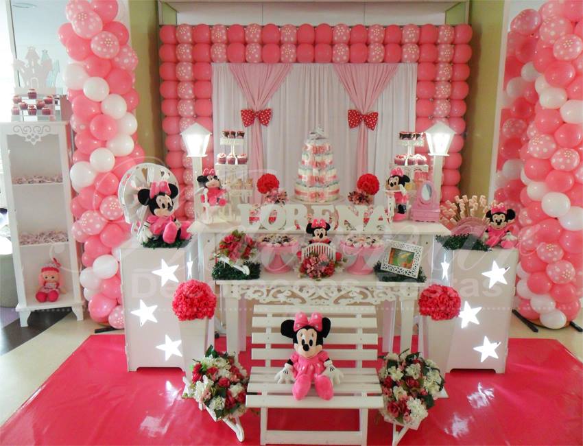 Decoração Chá de Bebê Minnie Mouse Rosa