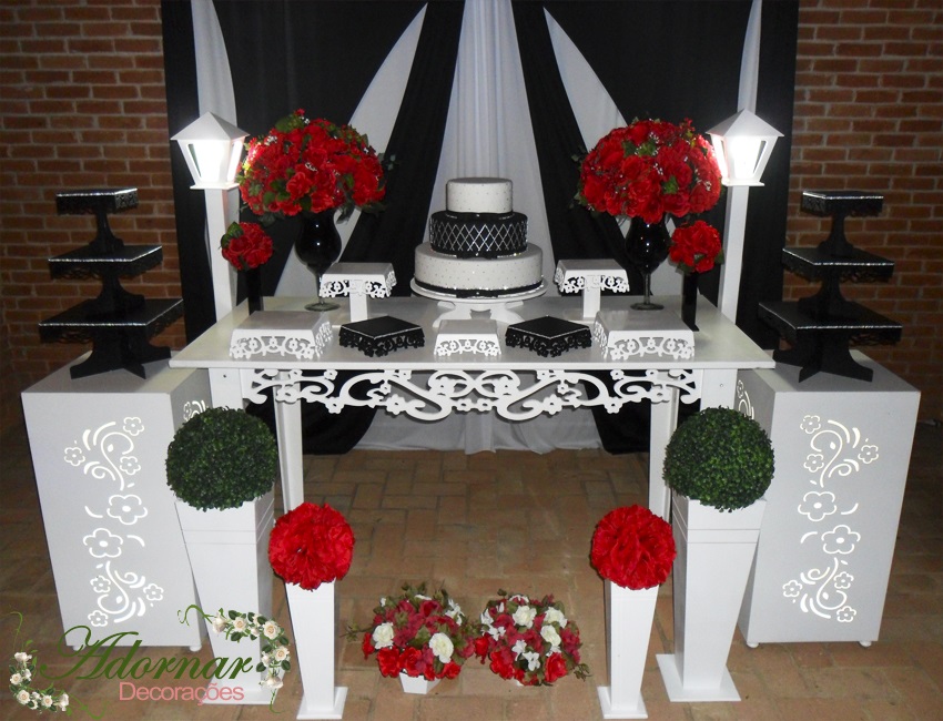 Decoração Casamento Preto e Vermelho