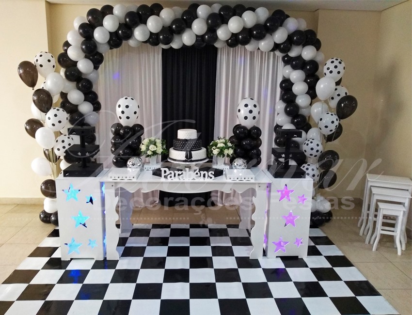 Decoração Aniversário Adulto Preto e Branco