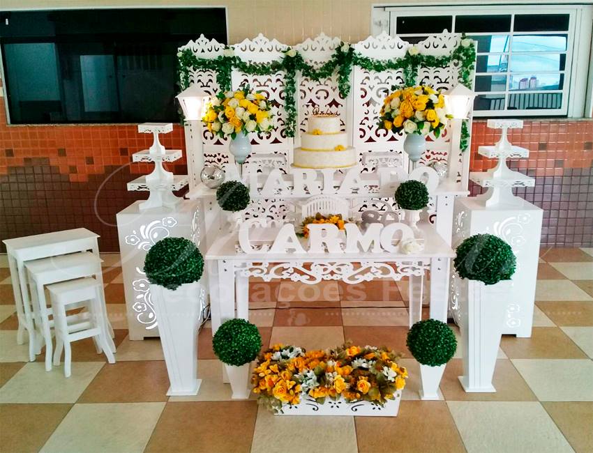 Decoração Aniversário Adulto Amarelo e Branco