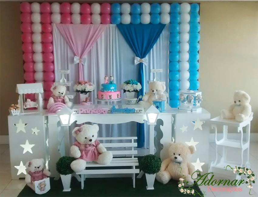 Decoração Chá de Bebê Revelação Urso