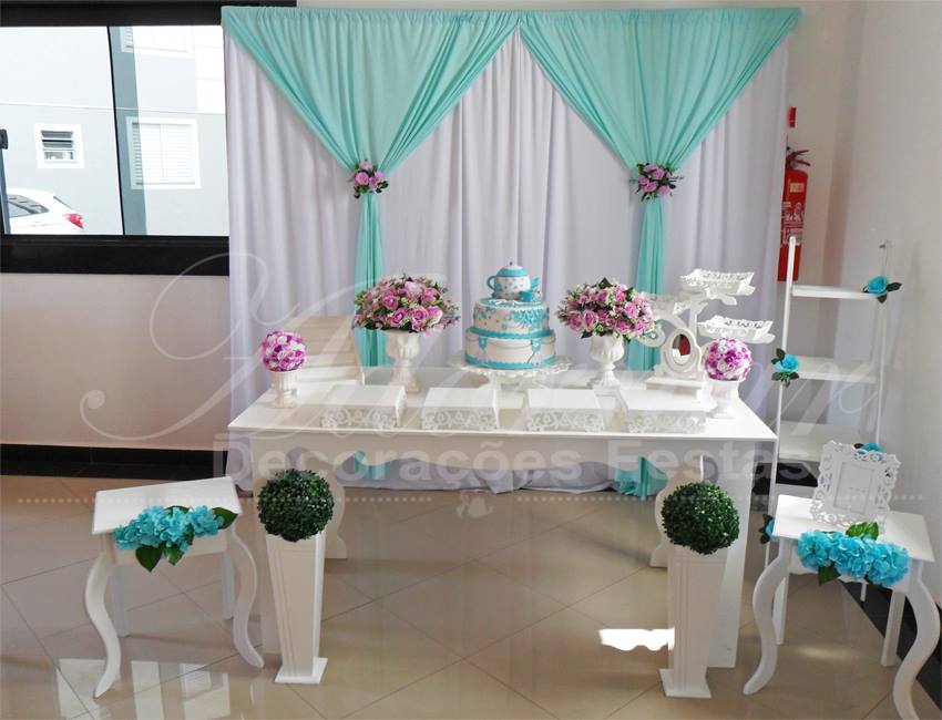 Decoração Chá de Cozinha Verde Claro e Lilás