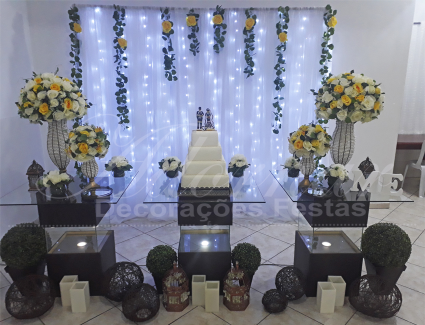 Decoração Casamento Amarelo e Branco