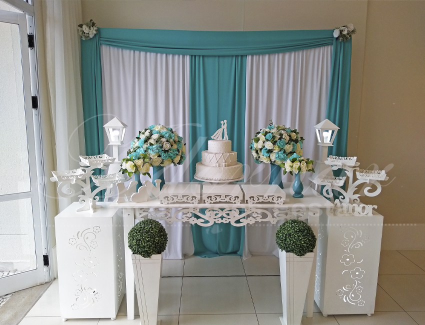 Decoração Casamento Azul Tiffany e Branco