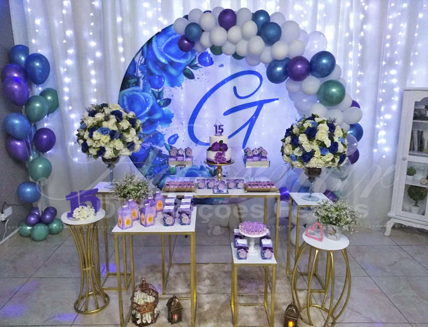Decoração 15 Anos Azul e Branco