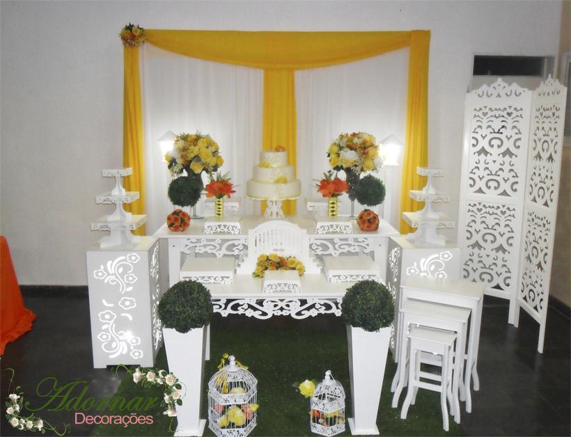 Decoração Casamento Amarelo e Branco