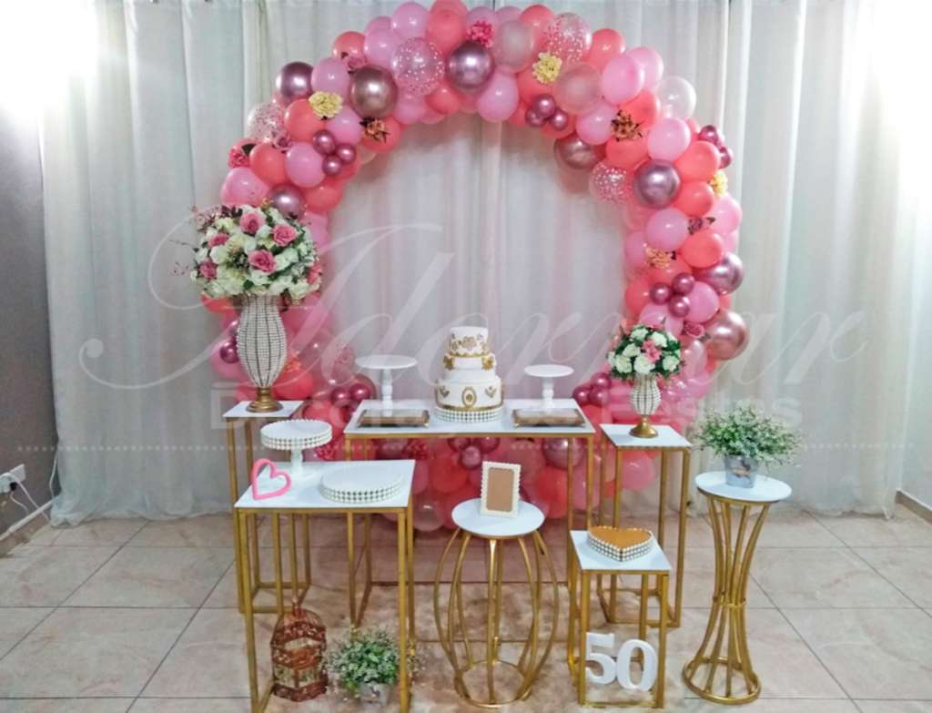 Decoração Casamento Rosa Branco e Dourado