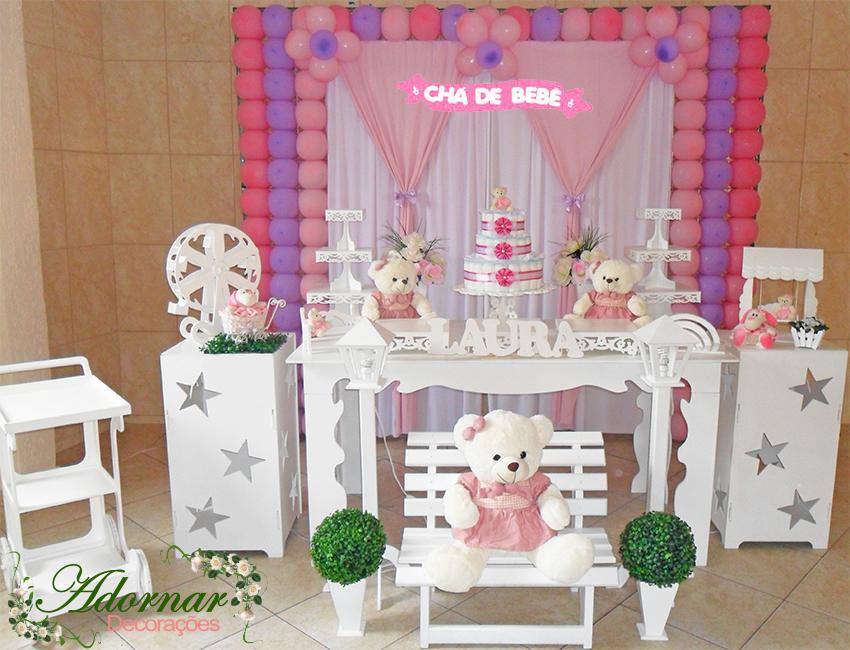 Decoração Chá de Bebê Ursa Lilás e Rosa