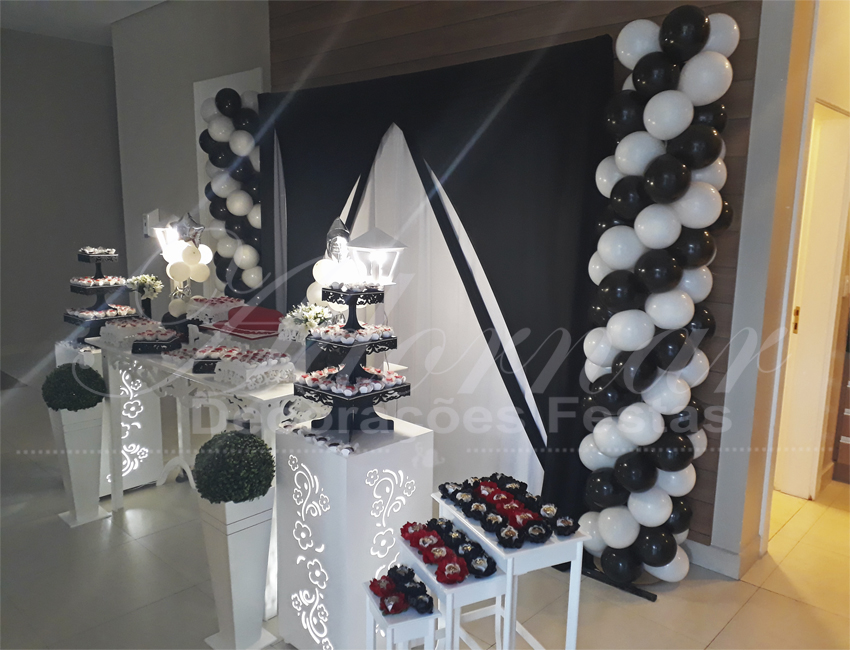 Decoração Aniversário Adulto Preto e Branco