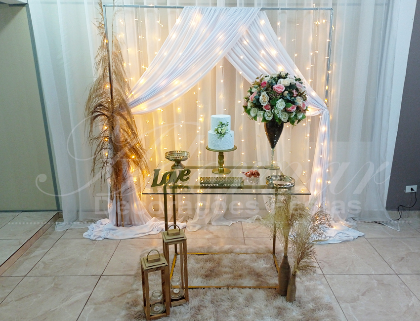 Decoração Casamento Dourado Branco e Rosa